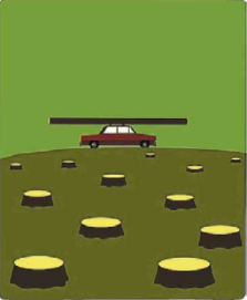 Coche transportando un tronco