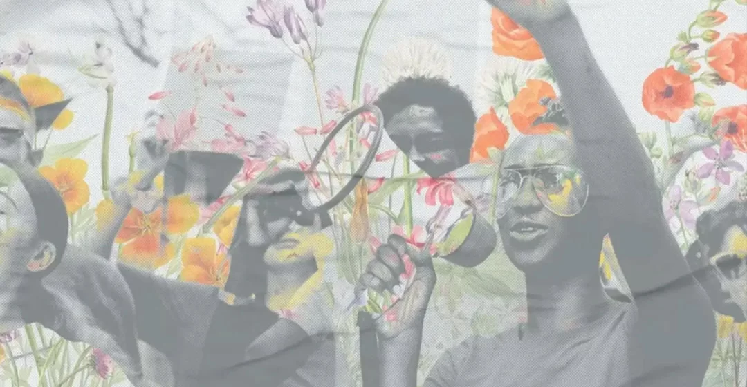 manifestación con flores