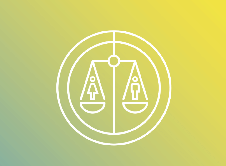 Ilustración de una balanza sobre los colores de Equal4Europe