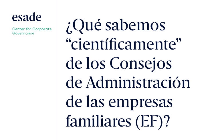 Título del informe en un fondo blanco con el logo de Esade CGC