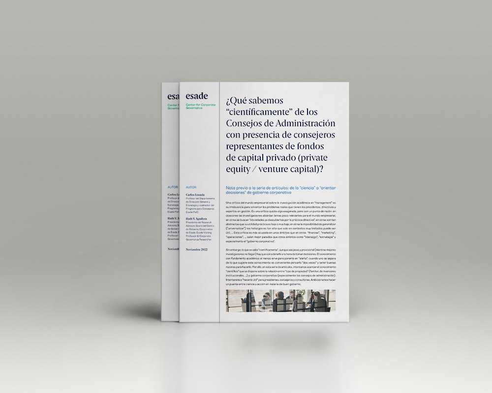 ¿Qué sabemos “científicamente” de los Consejos de Administración con presencia de consejeros representantes de fondos de capital privado (private equity / venture capital)?