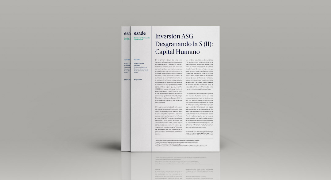 Inversión ASG desgranado la S II capital humano 