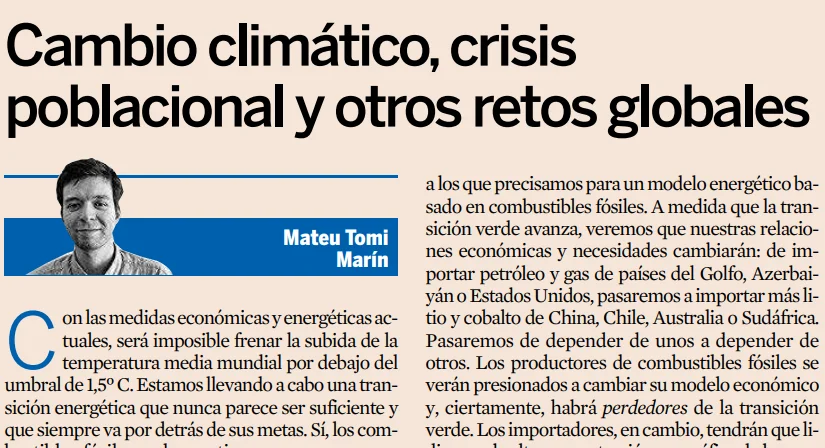  Cambio climático, crisis poblacional y otros retos globales