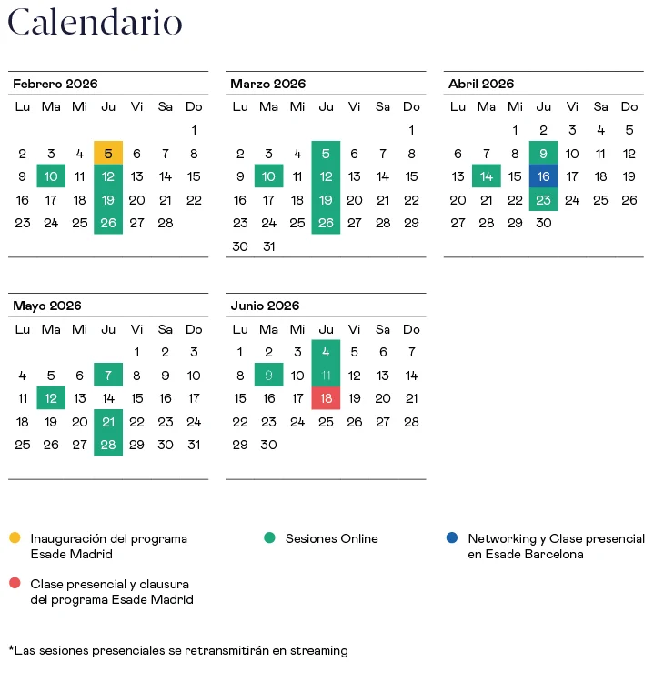 calendario Programa Avanzado en Derecho de la Energía y del Sector Eléctrico