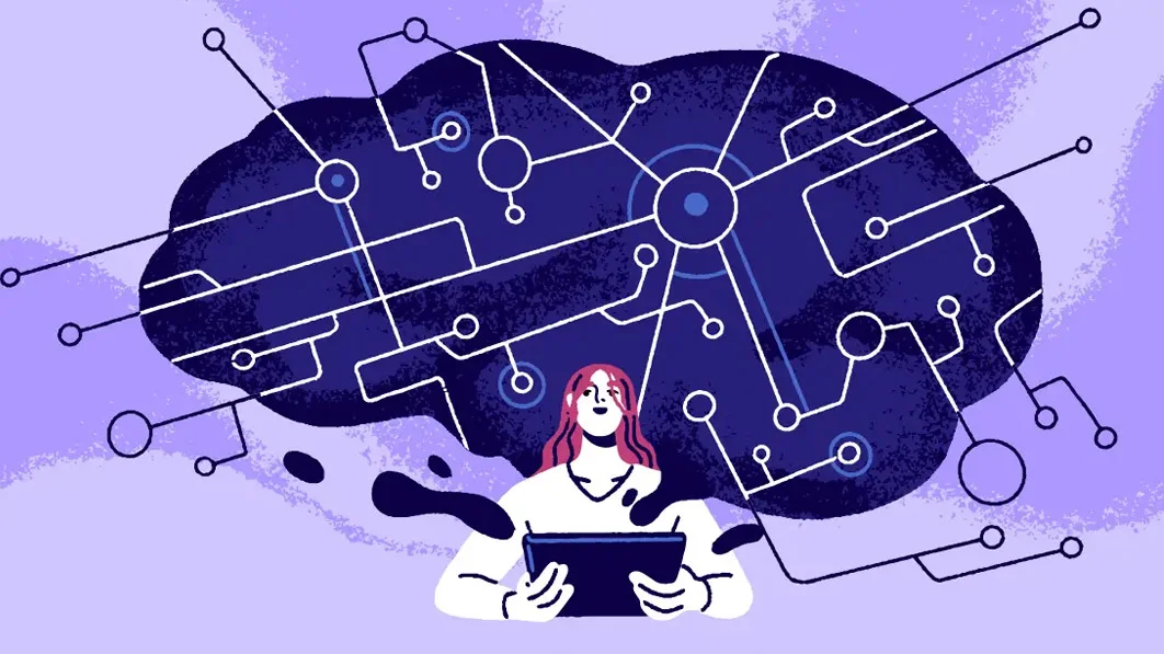 ilustración mujer con portatil