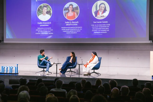  Emilio Domenéch, fundador y CEO de WATIF; Naila Q. Hawach, Social Impact Project Manager en Esade Alumni Social; y Sor Lucía Caram, activista social y fundadora de la Fundación Santa Clara.