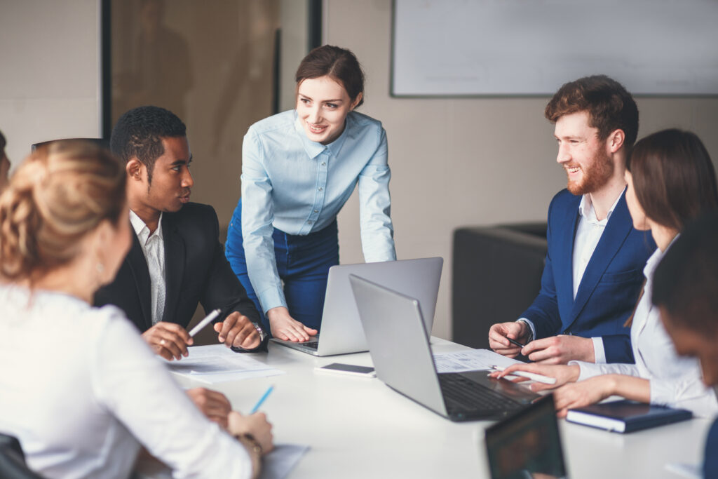 Customized training programs: team working on customized solutions for talent development.